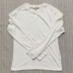 Madewell Cream Ribbed Long Sleeve Crew